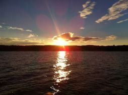picture of the river coastline at the sunset
