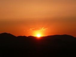 red summer sunset at mountains, spain