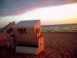 Chairs on the beach of North Sea