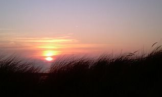 afterglow in the evening sky over the ocean