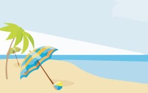 parasol on tropical beach drawing