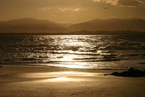 landscape of beach Surf at sunset