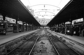 black and white photo of gare de l est train station