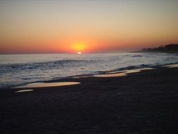 evening sun on the horizon of the sea