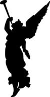 silhouette of angel with trumpet, herald