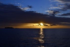 landscape of gorgeous sunset above sea in maldives
