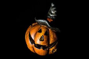scary halloween pumpkin with hat