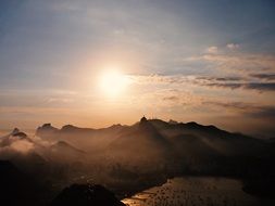 Sunset over the Rio De Janeiro city