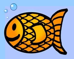 goldfish and bubbles, illustration
