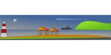 Illustration of evening beach