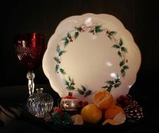 Christmas still life with white plate