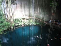 panoramic view of the pool in a cave in mexico