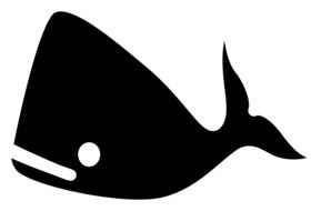 black whale drawing on white background