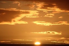 yellow evening sky in the sunset light