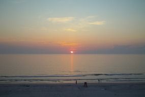 romantic sunrise over the coastline