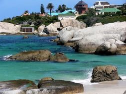 rocky beach on a tropical lake