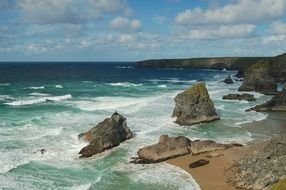 scenic rocky coast, uk, england, cornwall