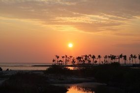 Empty beach at the sunset