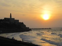 sunset over the coast of tel aviv