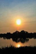 sunset over the pond