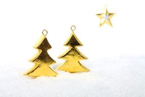 golden christmas trees as decoration for christmas