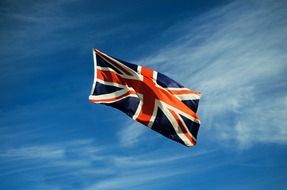 national flag of the United Kingdom at blue sky