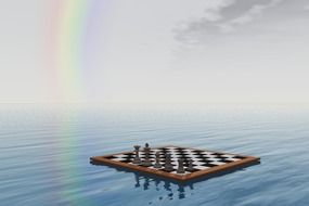 chess board floats on water