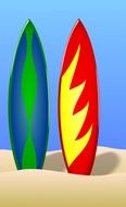 Colorful surfboards