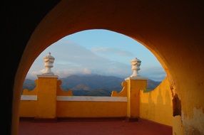 view of serene sunset from balcony of old palace