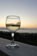 wine glass at the sunset