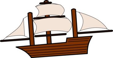 cartoon brown sailing ship