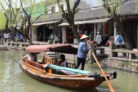 boatman on the ship in Zhouzhuang