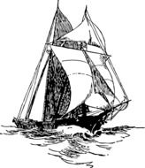 drawn trip on a sailing boat