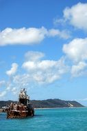 ship in the turquoise lagoon