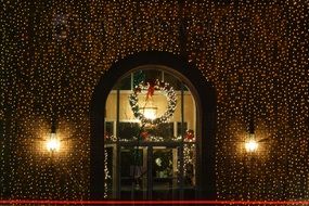 Christmas decorations on the building