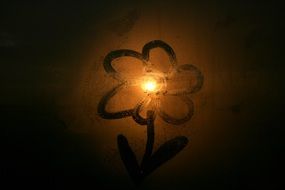 drawing of dark flower at the light