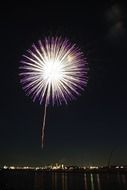 colorful fireworks over water at night