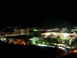 Night view of the city on the ocean coast