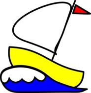 drawing of a boat on the waves