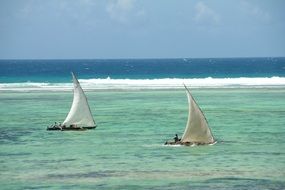 sailing boats off the coast of zanzibar