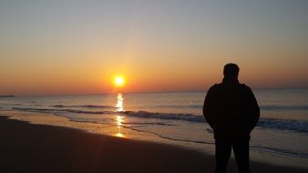 a walk at sunset