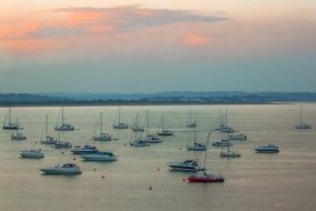 panorama of the many boats in the harbor