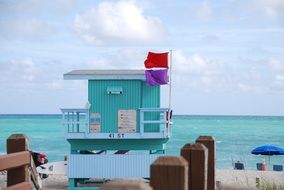 lifeguard tower on a beach in miami