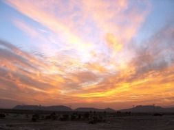 bright sunset over the desert