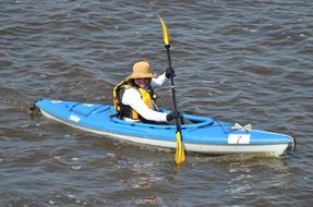 blue kayak rafting