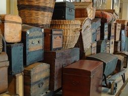 Vintage luggage on Ellis Island