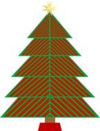 red and green striped christmas tree, icon