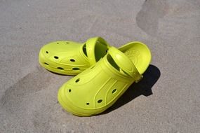 light green beach slippers close-up