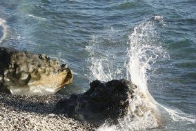 splashing waves near the stone