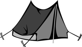 camping tent, grayscale drawing